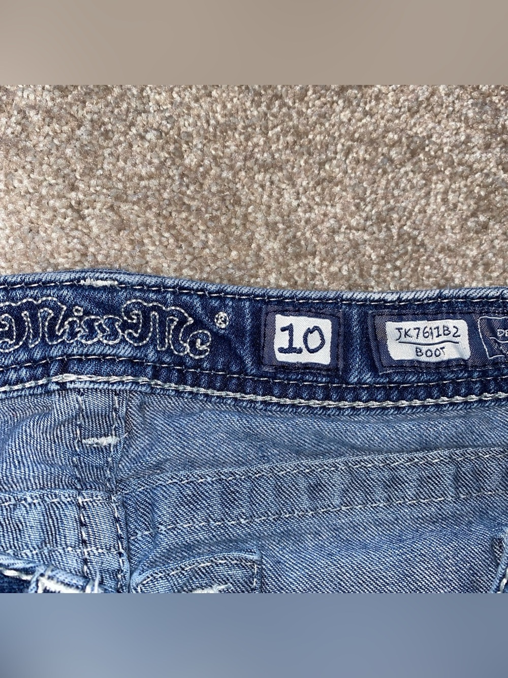 Miss Me Boot Cut Jeans Girls Size 10 Bling Faded Stretch - Picture 4 of 10